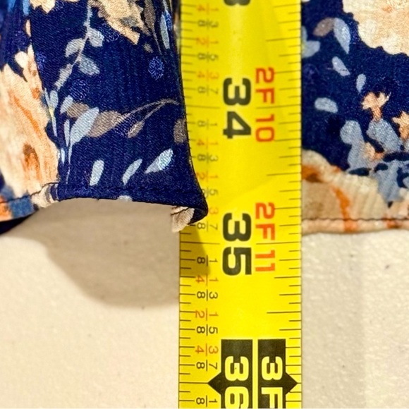 Rebecca Taylor Floral Blue/Pink Silk Mini Dress Sleeveless Ruffles V Neck Size 6 - Picture 9 of 10